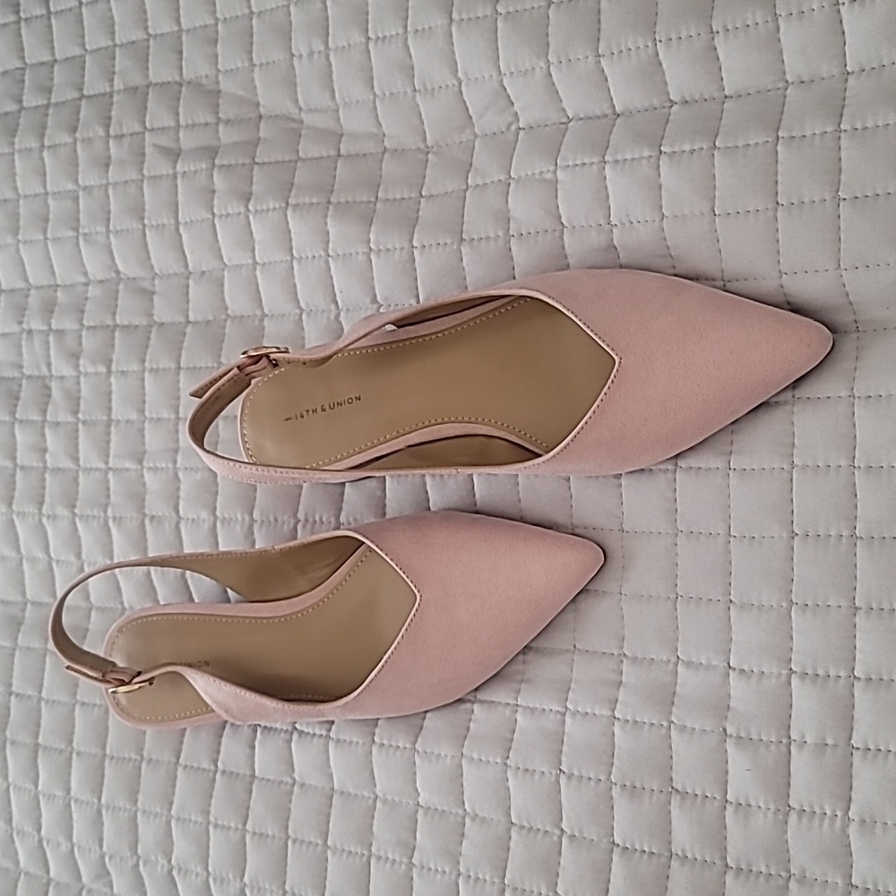 Blush Faux Suede Sling Back Flats
